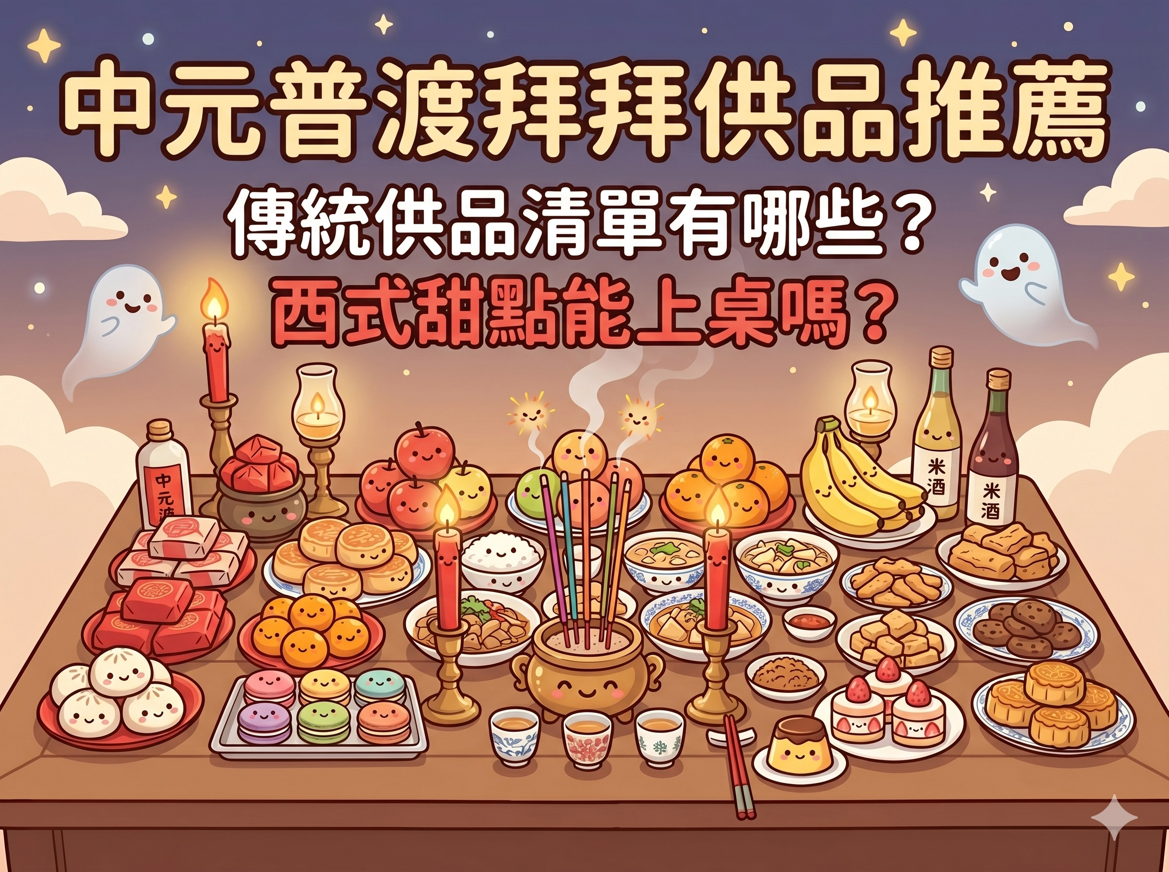 中元普渡拜拜供品推薦｜傳統供品清單有哪些？西式甜點能上桌嗎？